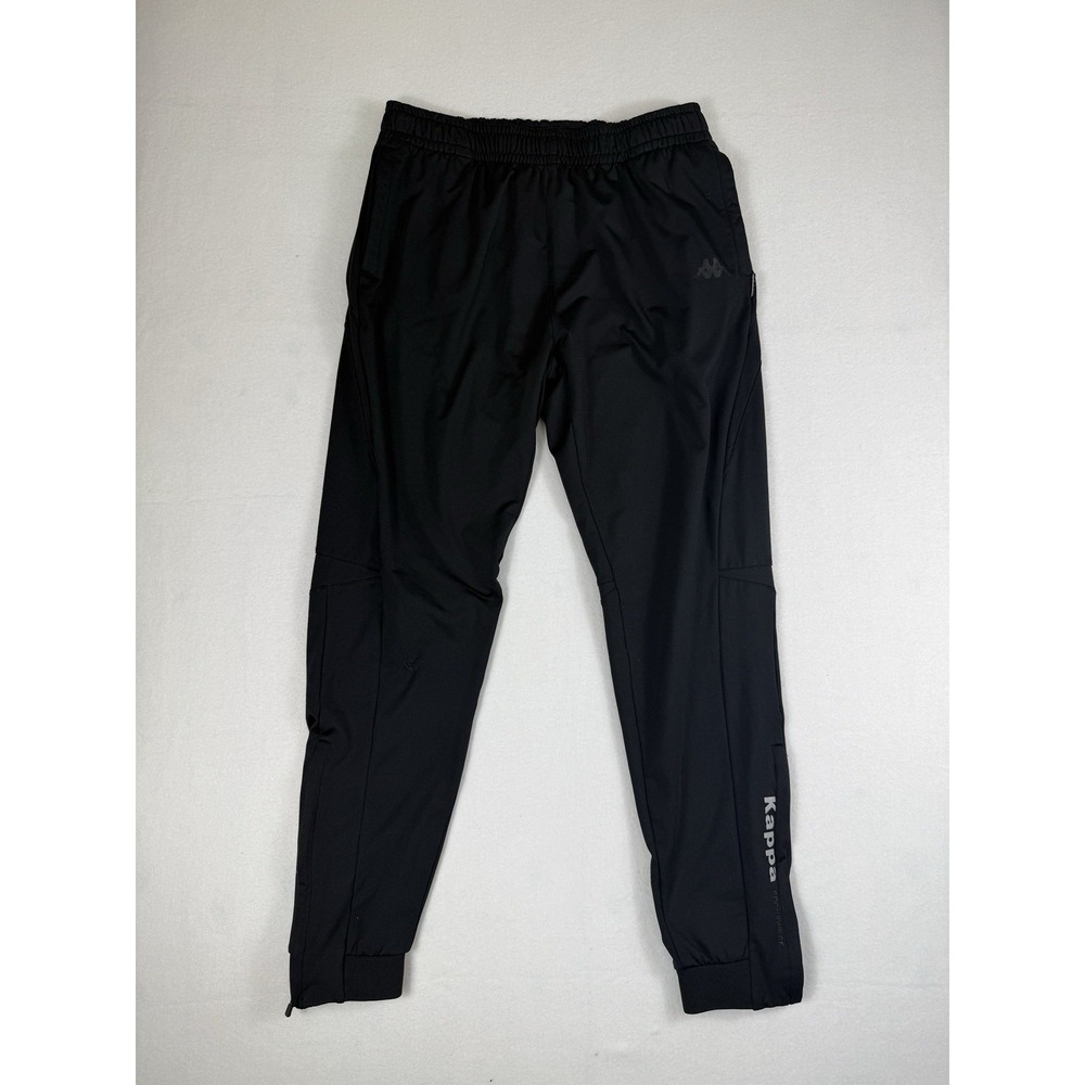 Kappa Sportswear Men's Track Pants Black Athletic Joggers Ankle Zip Size Large